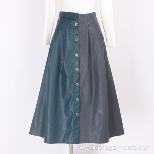 PU leather Dresses Women Loose Skirt Casual Dresses